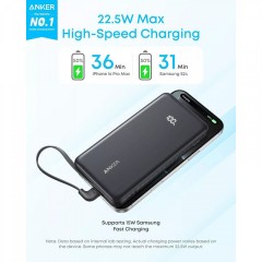 Anker Zolo Power Bank 10000mAh 22.5W με Θύρα USB-A και Θύρα USB-C (A110DH11) Μαύρο