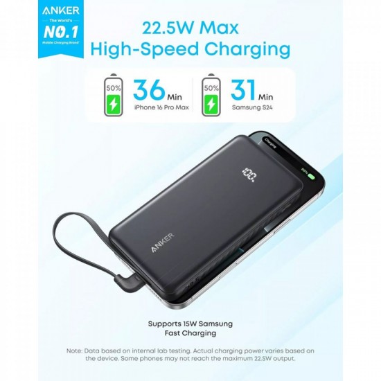 Anker Zolo Power Bank 10000mAh 22.5W με Θύρα USB-A και Θύρα USB-C (A110DH11) Μαύρο