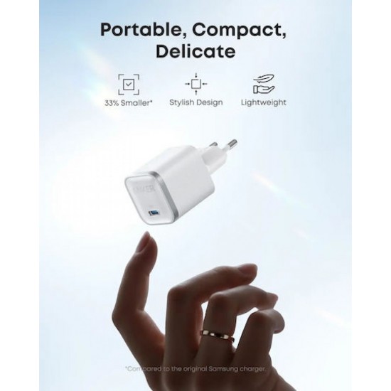 Anker Nano Φορτιστής Χωρίς Καλώδιο GaN με Θύρα USB-C 45W Power Delivery (A2692L21) Λευκός
