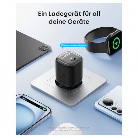 Anker Zolo Φορτιστής Χωρίς Καλώδιο με Θύρα USB-C 30W Power Delivery / Quick Charge 3.0 (A2698G11) Μαύρος
