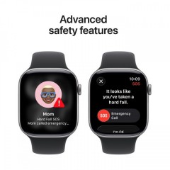 Apple Watch Series 11 Aluminium 42mm Αδιάβροχο με Παλμογράφο (MEQX4QL/A) M/L Space Grey