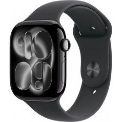 Apple Watch 11 GPS, Jet Black Aluminium Case 46mm, Black Sport Band - S/M (MEUW4Q)