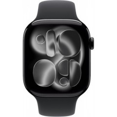 Apple Watch 11 GPS, Jet Black Aluminium Case 46mm, Black Sport Band - S/M (MEUW4Q)