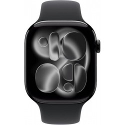 Apple Watch 11 GPS, Jet Black Aluminium Case 46mm, Black Sport Band - S/M (MEUW4Q)