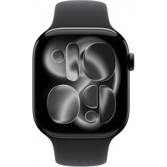 Apple Watch 11 GPS, Jet Black Aluminium Case 46mm, Black Sport Band - S/M (MEUW4Q)