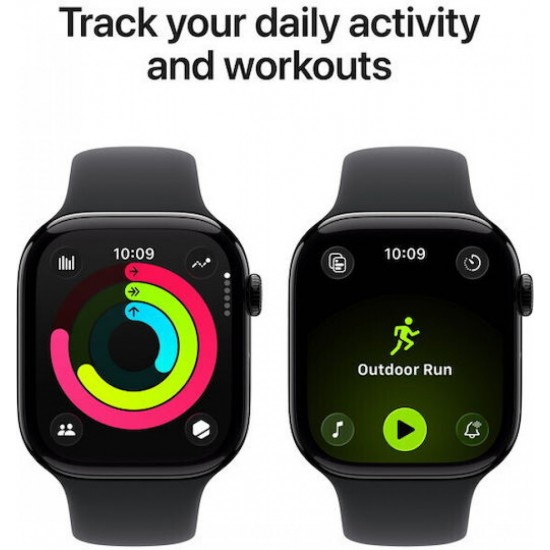 Apple Watch 11 GPS, Jet Black Aluminium Case 46mm, Black Sport Band - S/M (MEUW4Q)