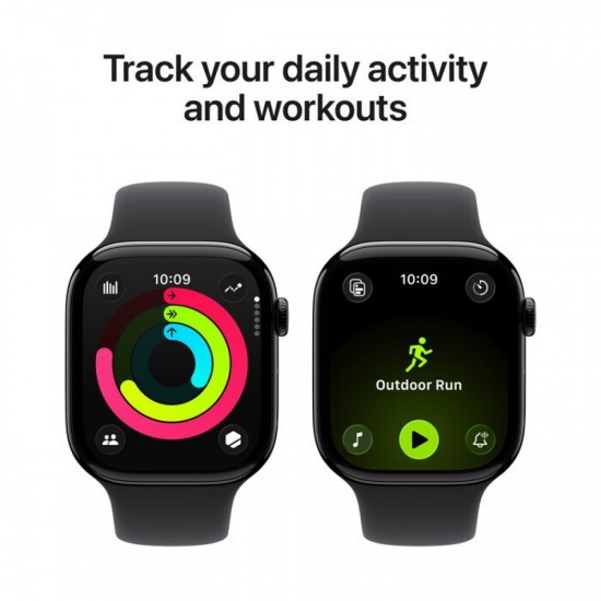 Apple Apple Watch 11 GPS + Cellular, Jet Black Aluminium Case 42mm, Black Sport Band - S/M MF834ZR