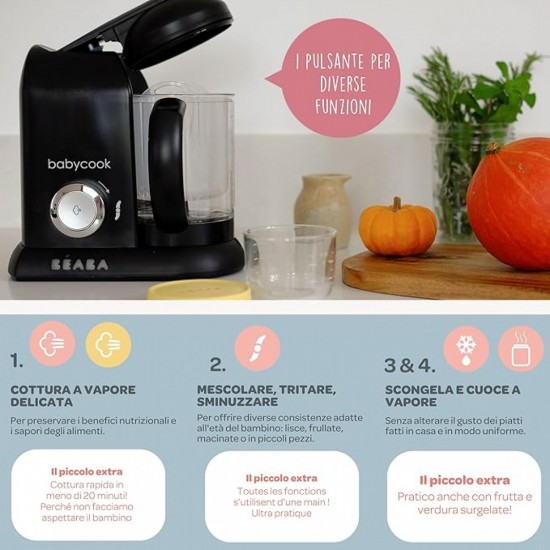 Beaba Babycook Solo 4-in-1 Βρεφικός Ατμομάγειρας με Μπλέντερ 1.1lt (912791) Black