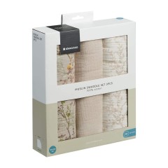 Kikka Boo Secret Garden Πάνες Αγκαλιάς από Μουσελίνα Beige 100x100εκ. 3τμχ (31103010108)