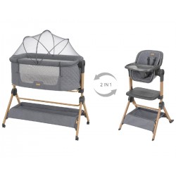 Kikka Boo 2in1 Bedside Crib + Highchair Sleat Me (31003020109) Grey