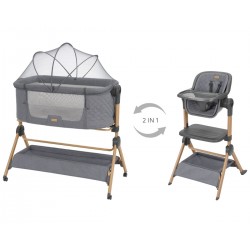 Kikka Boo 2in1 Bedside Crib + Highchair Sleat Me (31003020109) Grey