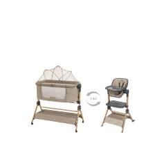 Kikka Boo 2in1 Bedside Crib + Highchair Sleat Me Beige 31003020110