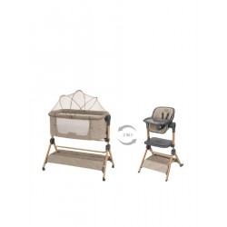 Kikka Boo 2in1 Bedside Crib + Highchair Sleat Me Beige 31003020110