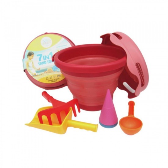Compactoys Σετ Κουβαδάκι Παραλίας με Αξεσουάρ από Πλαστικό 7τμχ Κόκκινο