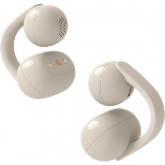 Sony LinkBuds Clip Bluetooth Handsfree Ακουστικά με Αντοχή στον Ιδρώτα και Θήκη Φόρτισης Beige