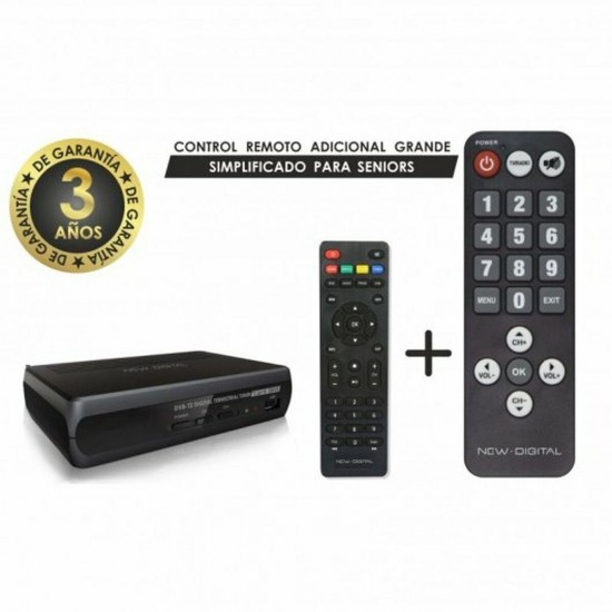 New Digital T2 265HD Senior Ψηφιακός Δέκτης Mpeg4 H.265/HEVC FullHD/SCART/HDMI/Μεγάλο Τηλεχ/ριο για Ηλικιωμένους