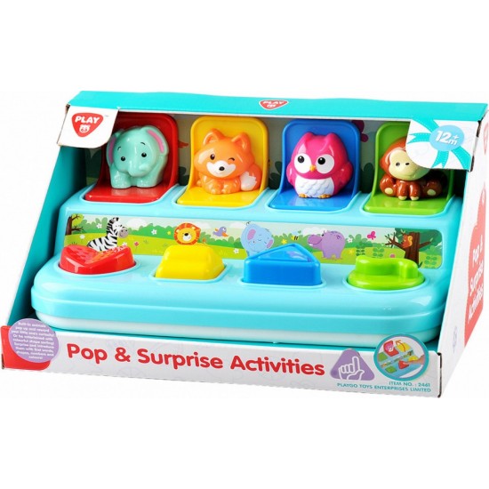 Playgo Βρεφικό Παιχνίδι Animals Pop Up & Surprise για 12+ Μηνών (2461) Γαλάζιο
