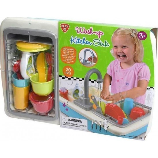 Playgo Νεροχύτης με Βρύση Και Κουζινικά για 3+ Ετών 20τμχ (3600)