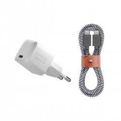 Native Union Bundle Home Charger 30W + Cable C to C (FAST30-CC-WHZEB-EU) Zebra