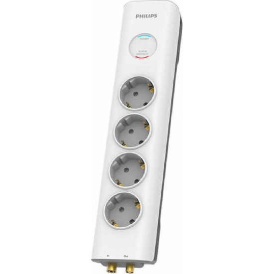 Philips Πολύπριζο Ασφαλείας 4 Θέσεων με Καλώδιο 2m (SPN7041WA/10) Λευκό