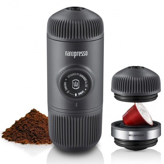 Wacaco Nanopresso with NS Adapter Portable Espresso Machine Bundle (Black)