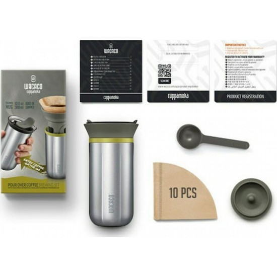 Wacaco Cuppamoka Portable Pour-Over Coffee Maker (Silver)