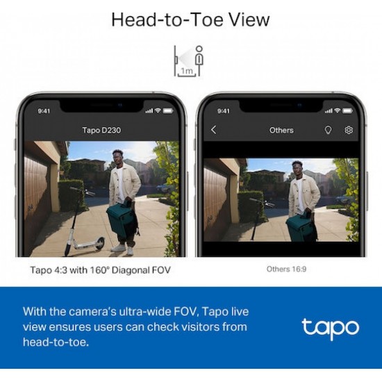 Tp-Link Tapo D230S1 Video Doorbell Camera Kit 2K 5MP v1.20 (1770500152) White