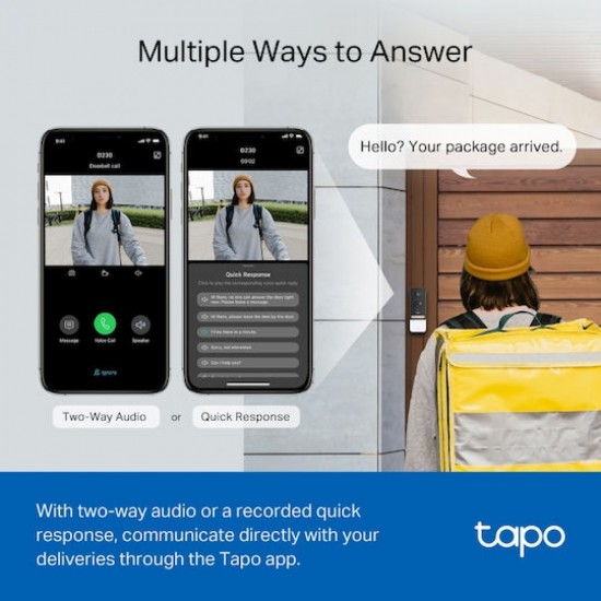Tp-Link Tapo D230S1 Video Doorbell Camera Kit 2K 5MP v1.20 (1770500152) White