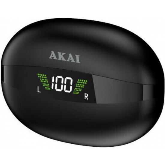 Akai BTE-J350 In-ear Bluetooth Handsfree Ακουστικά με Θήκη Φόρτισης Μαύρα