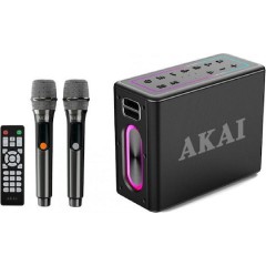 Akai ABTSW-120 Waterproof Portable Speaker Karaoke με Ασύρματα Μικρόφωνα Μαύρο