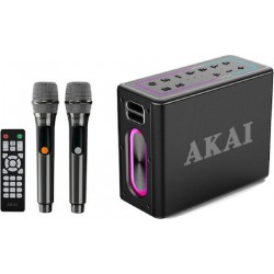 Akai ABTSW-120 Waterproof Portable Speaker Karaoke με Ασύρματα Μικρόφωνα Μαύρο