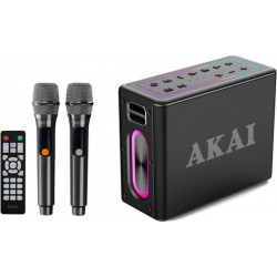 Akai ABTSW-120 Waterproof Portable Speaker Karaoke με Ασύρματα Μικρόφωνα Μαύρο