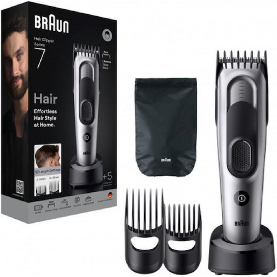 Braun Series 7 Επαναφορτιζόμενη Κουρευτική Μηχανή (HC7590) Γκρι