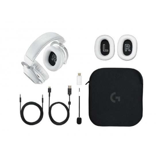 Logitech Pro X 2 Lightspeed Wireless Over Ear Gaming Headset (981-001269) White