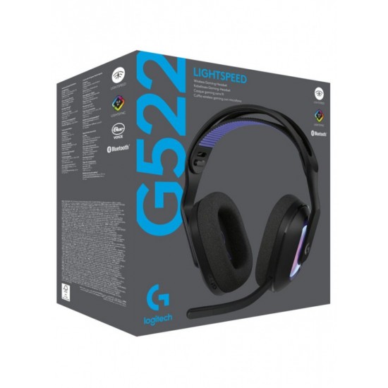 Logitech G522 Lightspeed Headphones Wireless/Wired Gaming Headset (981-001544) Black