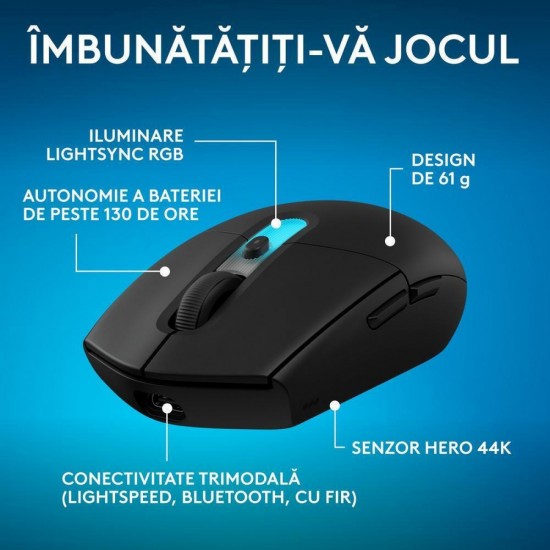 Logitech G305 X Superlight Ασύρματο RGB Gaming Ποντίκι 44000 DPI (910-007740) Μαύρο