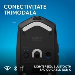 Logitech G305 X Superlight Ασύρματο RGB Gaming Ποντίκι 44000 DPI (910-007740) Μαύρο