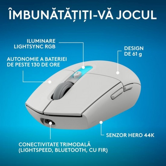 Logitech G305 X Superlight Ασύρματο RGB Gaming Ποντίκι 44000 DPI (910-007748) Λευκό