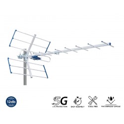 Edision Yagi 12db 5G 21-48 Εξωτερική Κεραία Τηλεόρασης (26-00-0002) Ασημί