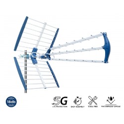 Edision Talos Εξωτερική Κεραία Τηλεόρασης (δεν απαιτεί τροφοδοσία) 18db 5G 21-48 σε Μπλε Χρώμα Σύνδεση με Ομοαξονικό (Coaxial) Κ