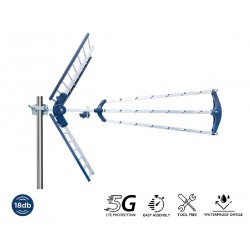 Edision Talos Εξωτερική Κεραία Τηλεόρασης (δεν απαιτεί τροφοδοσία) 18db 5G 21-48 σε Μπλε Χρώμα Σύνδεση με Ομοαξονικό (Coaxial) Κ