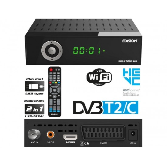 Edision Picco T265 Pro Ψηφιακός Δέκτης Mpeg-4
