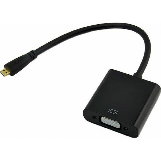 Powertech Αντάπτορας Μicro HDMI σε VGA 0.20m (CAB-H032) Μαύρος