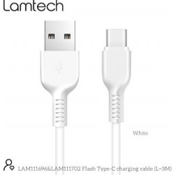 Lamtech USB 2.0 Cable USB-C male - USB-A male 3m (LAM111702) Λευκό