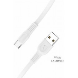 Lamtech Flat USB 2.0 Cable USB-C male - USB-A male Λευκό 1m (LAM111818)