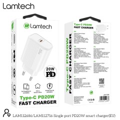 Lamtech Φορτιστής Χωρίς Καλώδιο με Θύρα USB-C 20W Power Delivery (LAM112686) Λευκός
