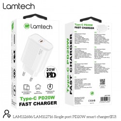 Lamtech Φορτιστής Χωρίς Καλώδιο με Θύρα USB-C 20W Power Delivery (LAM112686) Λευκός