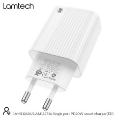 Lamtech Φορτιστής Χωρίς Καλώδιο με Θύρα USB-C 20W Power Delivery (LAM112686) Λευκός