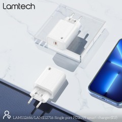 Lamtech Φορτιστής Χωρίς Καλώδιο με Θύρα USB-C 20W Power Delivery (LAM112686) Λευκός