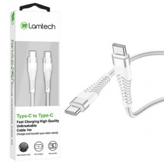 Lamtech HQ Unbreakable Cable type-c to type-c White 1m (LAM112747)